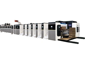 Plieuse-colleuse imprimante servo-flexographique avec double rouleau d'impression